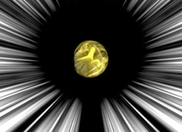 video still depicting a yellow orb in the center