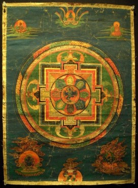 Sixteen-Armed Hevajra Mandala Thangka, Tibet, Late 18th Century, mineral colors on sized fabrics, attributed to the Kagyu Order