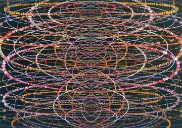 work by Fred Tomaselli consisting of various rounded shapes