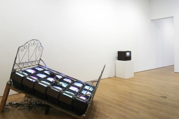 Installation view of two works