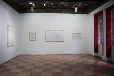 installation view of three artworks