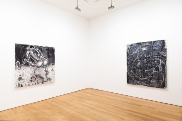 installation view of two artworks