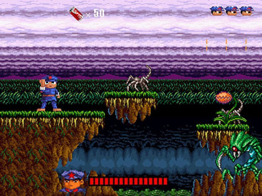 pixelated video game