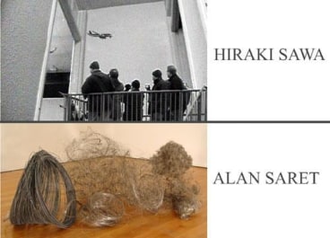 an image of Hiraki Sawa's work vs. Alan Saret's work