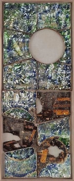 Lost in Saigon, 2012-2013, Glazed porcelain and paperclay with glass mounted on panel, 91 x 38 inches, 231.1 x 96.5 cm, MMG#20815