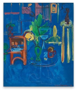 Hans Hofmann, Green Vase on Blue, 1940, Oil on panel, 36 x 29 1/2 inches, 91.4 x 74.9 cm, AMY#29230