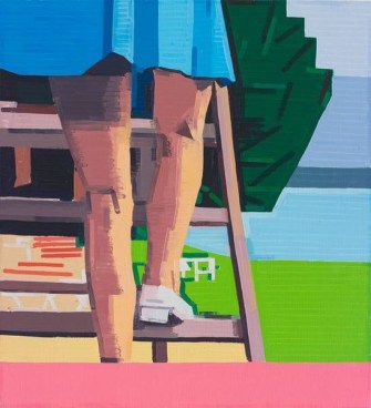 Claire Climbing, 2015, Oil on linen, 27 1/2 x 25 inches, 70 x 64 cm, A/Y#22631