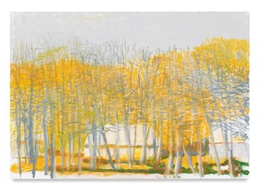 Farm Buildings Amid Bare Trees, 2016, Oil on canvas, 36 x 52 inches, 91.4 x 132.1 cm, AMY#28626