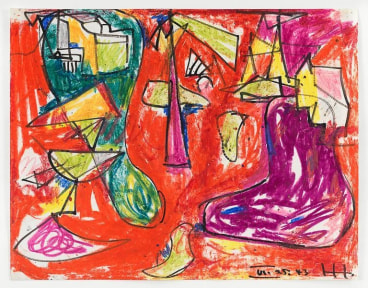 Red, Purple and Green, 1943, Crayon and ink on paper, 11 x 14 inches, 27.9 x 35.6 cm, AMY#15038