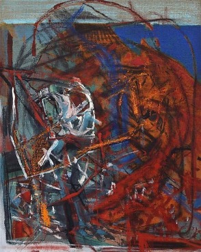 &quot;Along the Road,&quot; 2012, acrylic, collage, dry pigment and oil stick on linen, 16 x 20 inches, 40.6 x 50.8 cm, A/Y#20128