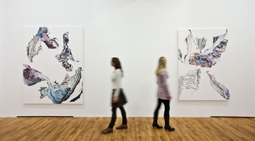 Installation view of&nbsp;Pia Fries: Madder rhizome Luisenkupper, 2011, Staatliche Kunsthalle Karlsruhe, Gr&uuml;ner Saal.