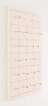 You are here, 2015, Glass head pins and Chinese calligraphy paper, 17 x 13 inches, 43.2 x 33 cm, AMY#27932