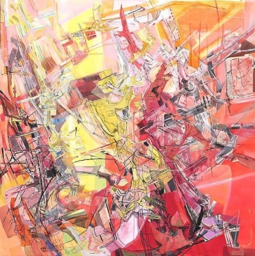 Morning View, 2013, Acrylic, collage, and oil on canvas, 80 x 80 inches, 203.2 x 203.2 cm, A/Y#21202