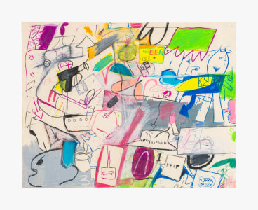 Work on paper by Peter Saul titled Untitled (Lukkk Kiiss) from 1961