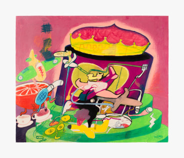 Work on paper by Peter Saul titled Untitled (Society) from 1964