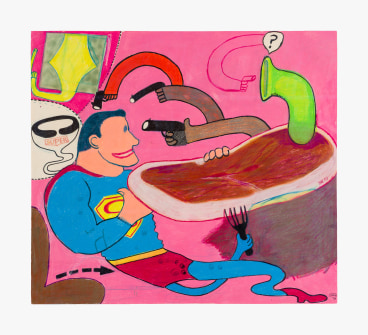 Work on paper by Peter Saul titled Superman from 1963