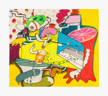 Work on paper by Peter Saul titled American Truss from 1964