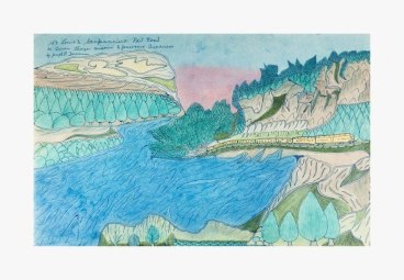 Joseph Yoakum, St. Louis &amp;amp; San Francisco Rail Road, n.d., color pencil, watercolor on paper, 12 x 183/4 in, 30.5 x 47.6 cm, (JYOA034)., &nbsp;COURTESY VENUS OVER MANHATTAN, NEW YORK.