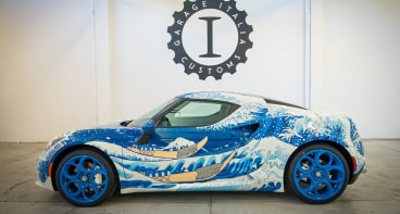 garage italia:&nbsp;alfa romeo 4C painted with hokusai&rsquo;s the great wave off kanagawa, 2016&nbsp;