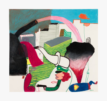 Work on paper by Peter Saul titled Untitled (I hav to kill) from 1963