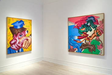 Installation view of Peter Saul New Paintings at Venus Over Manhattan, New York