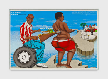 Painting by Ch&eacute;ri Samba titled J'aime bien son dos from 2011