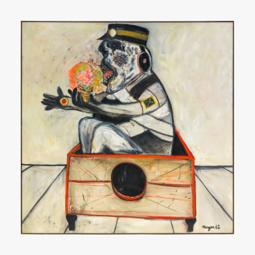 Painting by Maryan titled Personnage in a Box from 1962