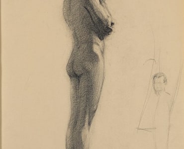 drawing by Edward Hopper of a male model in a studio