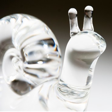 american crystal glass hand cooler by steuben in the form of a snail 