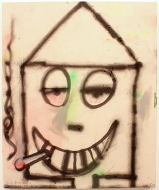 CHRIS MARTIN Self Portrait Smoking Pot (In The Style Of Joe Bradley)