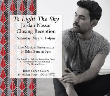poster announcing the closing reception of the exhibition "To Light the Sky"