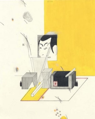 Yellow Room, 2003. Graphite, ball point pen and colored pencil on paper, 10 1/2 x 8 inches. MP D-87