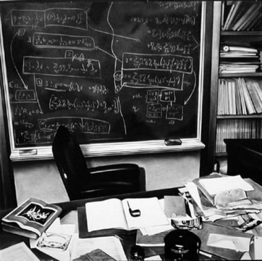 Einstein&#039;s Desk (Princeton), 2003. Charcoal on mounted paper, 60 x 72 inches. MP D-550