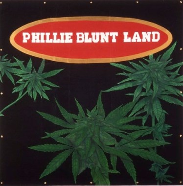 Phillie Blunt Land, 1993. Latex on tarpaulin, 96 x 96 inches (243.8 x 243.8 cm).