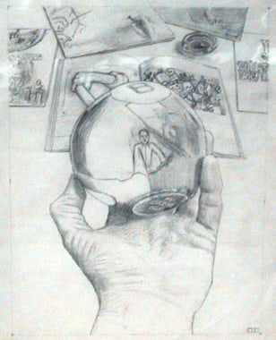 Study for Protest Poster, 1987. Pencil and colored pencil on paper, 17 x 14 inches. MP D-33
