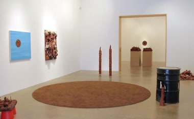 &quot;Everything is Painted Brown,&quot; installation view, 2004. Metro Pictures, New York.