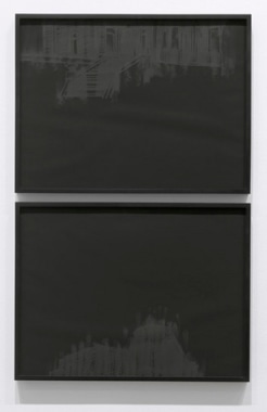 Psycho Split, 2010. Pigment and charcoal on paper, 2 panels, 19 x 25 inches (each panel) (48.3 x 63.5 cm). MP D-389