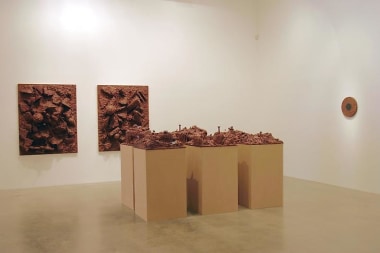 &quot;Everything is Painted Brown,&quot; installation view, 2004. Metro Pictures, New York.