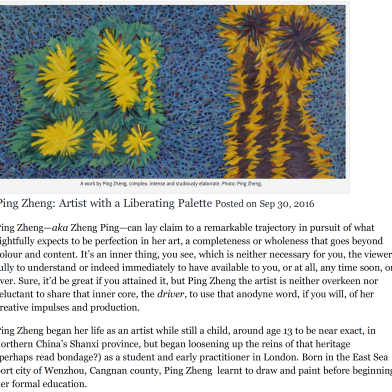 &quot;Ping Zheng: Artist with a Liberating Palette&quot; in Eastern Art Report