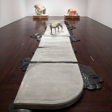 an installation shot of Lily Cox-Richard's work in the Blanton Museum of Art in Texas