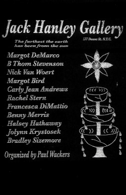 black and white exhibition poster featuring artist names