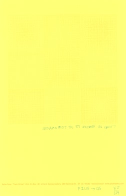 Yellow poster with backwards writing