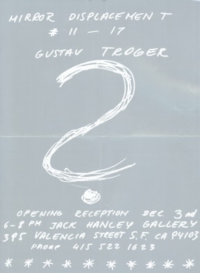 White and silver image of question mark symbol, exhibition poster