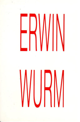 Postcard reading Erwin Wurm in red