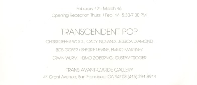 Transcendent Pop, invitation postcard