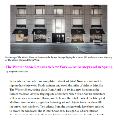 The Winter Show 2022 Was Held at 660 Madison Avenue, the Fabulous