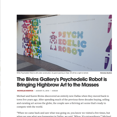 Bivins Gallery's Psychedelic Robot is Bringing Highbrow Art to the Masses