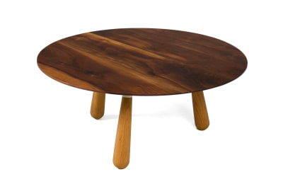 Walnut and Oak Round Coffee Table by Oluf Lund