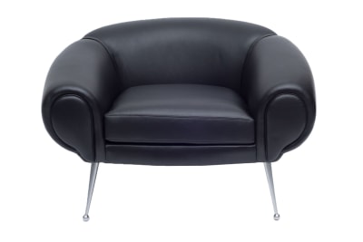 Black Leather Lounge Chair by Illum Wikkelsø