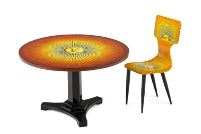 Piero Fornasetti Prototype Miniature &quot;Sole&quot; Chair &amp; Table